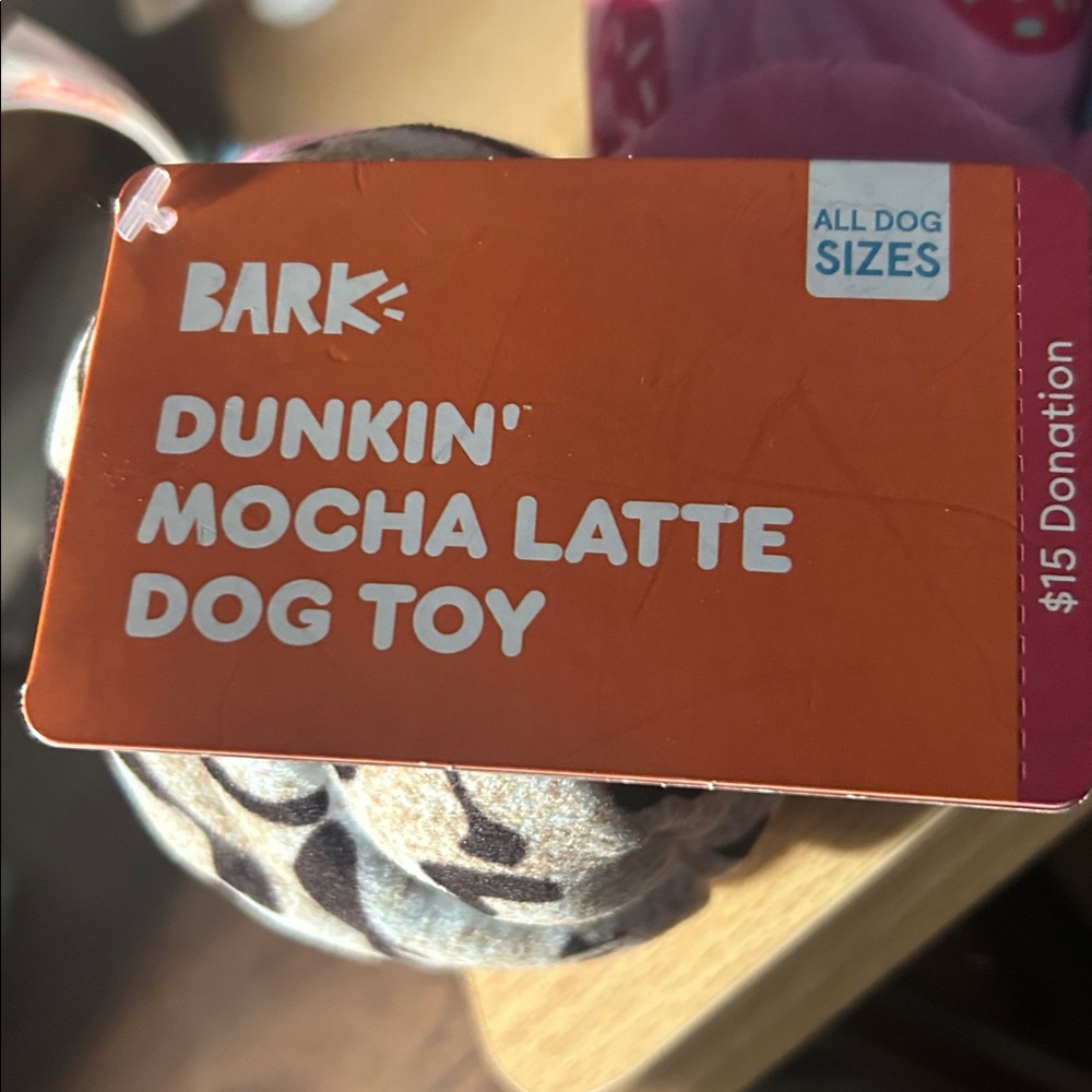 2 Dunkin Donuts Bark Dog Toy MOCHA LATTE NWT - Picture 5 of 7